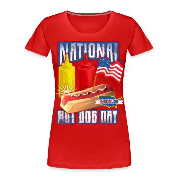 Hot-Dog Spruch, National-Hot-Dog-Day - Frauen Premium Bio T-Shirt - Rot - Vorne - Mia (176cm)