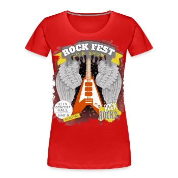 Concert Rock, Rock Fest, Festival Rock, Affiche - T-shirt bio Premium Femme - rouge - Devant - Mia (176cm)