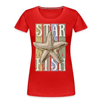 Seestern, Vintage-Retro Starfish-Seestern - Frauen Premium Bio T-Shirt - Rot - Vorne - Mia (176cm)