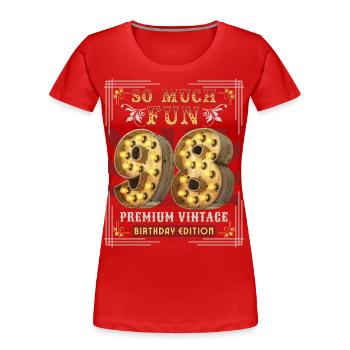 98th birthday 98 years Vintage-Retro Fun-Birthday - Women's Premium Organic T-Shirt - red - Front - Mia (176cm)