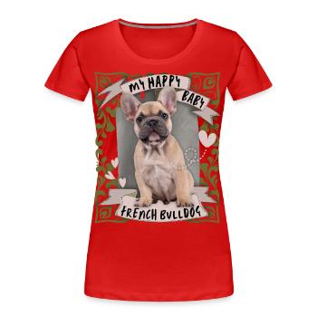 French Bulldog, Dog, French Bulldog - Women's Premium Organic T-Shirt - red - Front - Mia (176cm)