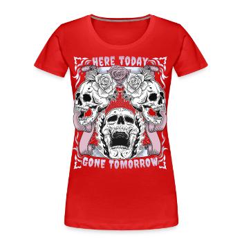 Conception de crâne de crâne avec motif de rose motif motard - T-shirt bio Premium Femme - rouge - Devant - Mia (176cm)