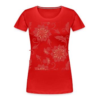 Muster, Blumenmuster, dekorative Blumen, Plakat - Frauen Premium Bio T-Shirt - Rot - Vorne - Mia (176cm)
