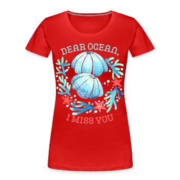 Meer-Ozean, Sehnsucht nach dem Ozean, Spruch - Frauen Premium Bio T-Shirt - Rot - Vorne - Mia (176cm)