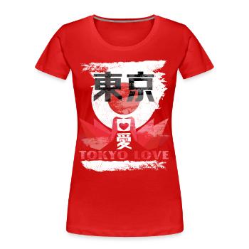 Tokyo Love, Tokyo City, Grues Origami - T-shirt bio Premium Femme - rouge - Devant - Mia (176cm)