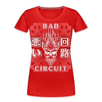 Circuit, carte d’ordinateur, dicton de crâne - T-shirt bio Premium Femme - rouge - Devant - Mia (176cm)