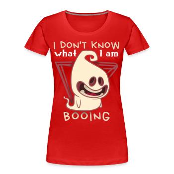 Lustiger-Geist, Boo-Schrecken Spruch Halloween - Frauen Premium Bio T-Shirt - Rot - Vorne - Mia (176cm)