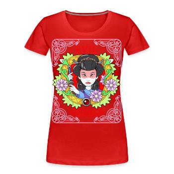 Geisha-Girl, Japan, Comic Style, - Frauen Premium Bio T-Shirt - Rot - Vorne - Mia (176cm)