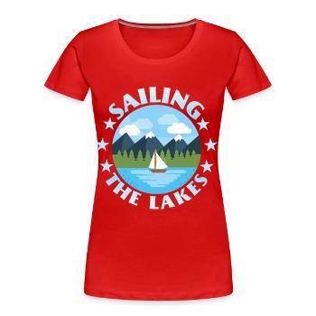 Segler, Segelboot, Jolle, lustiger Spruch - Frauen Premium Bio T-Shirt - Rot - Vorne - Mia (176cm)