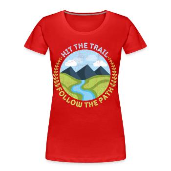 Wandern, Bergwandern, Trekken, Trekking-Design - Frauen Premium Bio T-Shirt - Rot - Vorne - Mia (176cm)