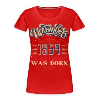 1954, anniversaire, novembre 1954, 11.1954, 11-1954 - T-shirt bio Premium Femme - rouge - Devant - Mia (176cm)