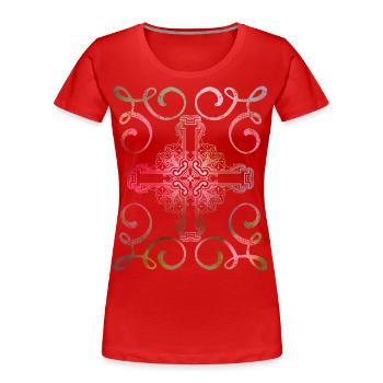 Christliches-Kreuz, Vintage-Stil, Jesus Christus - Frauen Premium Bio T-Shirt - Rot - Vorne - Mia (176cm)
