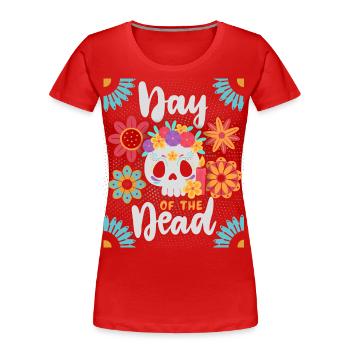 Day-of-the-Dead, Sugar-Skull - Women's Premium Organic T-Shirt - red - Front - Mia (176cm)