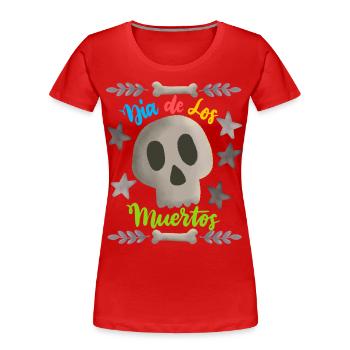 Dia-de-los-Muertos, Day-of-the-Dead, Sugar-Skull - Women's Premium Organic T-Shirt - red - Front - Mia (176cm)