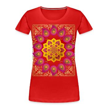 Paisley Mandala, Paisley Pattern, Vintage Paisley - T-shirt bio Premium Femme - rouge - Devant - Mia (176cm)