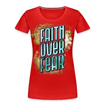 Christlicher Glaube, Jesus Christus, Bibel Spruch - Frauen Premium Bio T-Shirt - Rot - Vorne - Mia (176cm)