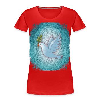 Peace Dove of Peace Peace Symbol Peace Symbol - Women's Premium Organic T-Shirt - red - Front - Mia (176cm)