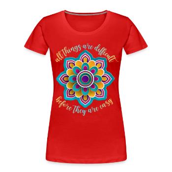 Mandala motivation, dicton motivationnel, dire - T-shirt bio Premium Femme - rouge - Devant - Mia (176cm)