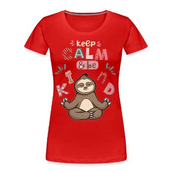 Yoga, Yoga-Faultier, Yoga-Sloth, Keep-Calm, Spruch - Frauen Premium Bio T-Shirt - Rot - Vorne - Mia (176cm)