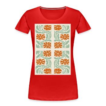 Jugendstil, Arts & Crafts, Aesthetic, Vintage-1900 - Frauen Premium Bio T-Shirt - Rot - Vorne - Mia (176cm)