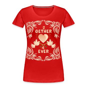 Wedding Wedding, Love Love, Pigeons, Valentine's Day - Women's Premium Organic T-Shirt - red - Front - Mia (176cm)
