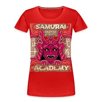 Japan Samurai Warriors, Samurai Academy Japan Comic - T-shirt bio Premium Femme - rouge - Devant - Mia (176cm)