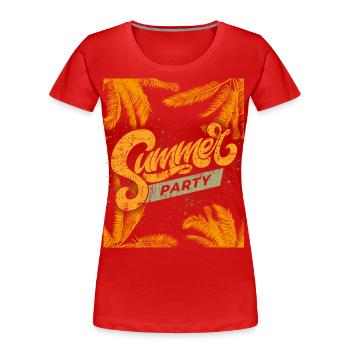 Été, été, fête d’été avec palmier dicton - T-shirt bio Premium Femme - rouge - Devant - Mia (176cm)