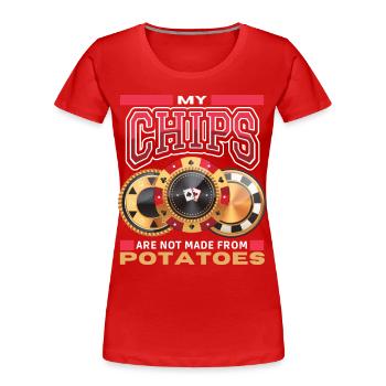 Jeu de poker, Jeu de poker, Joueur de poker, Jeux - T-shirt bio Premium Femme - rouge - Devant - Mia (176cm)