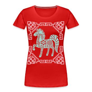 Jahr des Pferdes, Chinesisches Horoskop China - Frauen Premium Bio T-Shirt - Rot - Vorne - Mia (176cm)