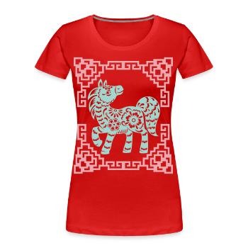 Jahr des Pferdes, Chinesisches Horoskop China - Frauen Premium Bio T-Shirt - Rot - Vorne - Mia (176cm)