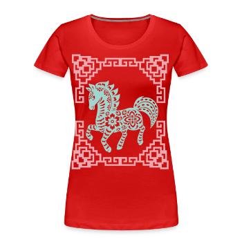 Jahr des Pferdes, Chinesisches Horoskop China - Frauen Premium Bio T-Shirt - Rot - Vorne - Mia (176cm)