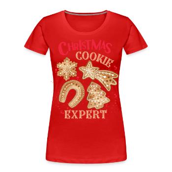Biscuits de Noël, Biscuits de Noël, Pain d’épices - T-shirt bio Premium Femme - rouge - Devant - Mia (176cm)