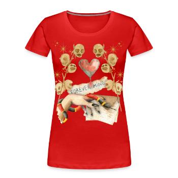 Gothique Crâne Gothique-Saint-Valentin, Saint-Valentin - T-shirt bio Premium Femme - rouge - Devant - Mia (176cm)