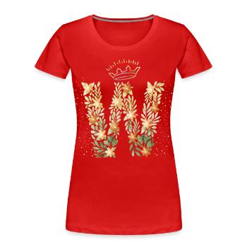 Lettre monogramme W avec couronne, ornement floral - T-shirt bio Premium Femme - rouge - Devant - Mia (176cm)