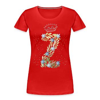 Lettre monogramme Z avec couronne, ornement floral - T-shirt bio Premium Femme - rouge - Devant - Mia (176cm)
