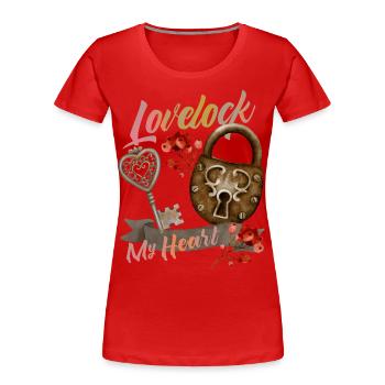 Le cadenas de la Saint-Valentin aime dire - T-shirt bio Premium Femme - rouge - Devant - Mia (176cm)