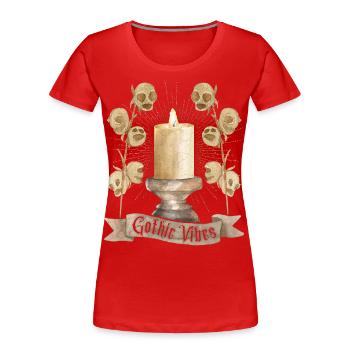 Goth, Gothic-Vibes Crâne et Bougie - T-shirt bio Premium Femme - rouge - Devant - Mia (176cm)