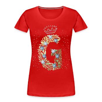 Lettre monogramme G avec couronne, ornement floral - T-shirt bio Premium Femme - rouge - Devant - Mia (176cm)