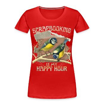 Meise vintage-Illustration, Scrapbook Sammelalbum - Frauen Premium Bio T-Shirt - Rot - Vorne - Mia (176cm)
