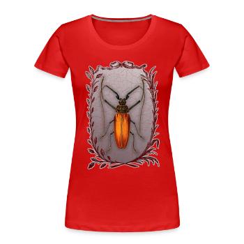 Insectes-coléoptères, coléoptères de mai, Enoplocerus armillatus - T-shirt bio Premium Femme - rouge - Devant - Mia (176cm)