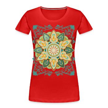 Vintage-Design Mandala-Design Vintage-Mandala - Frauen Premium Bio T-Shirt - Rot - Vorne - Mia (176cm)