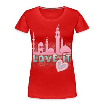 Islamic faith, mosque slogan, Ramadan - Women's Premium Organic T-Shirt - red - Front - Mia (176cm)