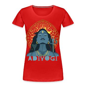Adiyogi, Yoga, Motif de yoga, Boho Yoga Om-Mandala - T-shirt bio Premium Femme - rouge - Devant - Mia (176cm)