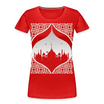 Moschee, Islamischer Glaube, Ramadan Kareem - Frauen Premium Bio T-Shirt - Rot - Vorne - Mia (176cm)