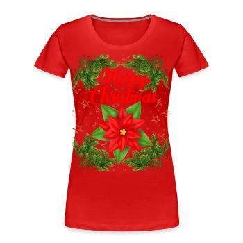 Branches de Noël, poinsettia, motif de Noël - T-shirt bio Premium Femme - rouge - Devant - Mia (176cm)