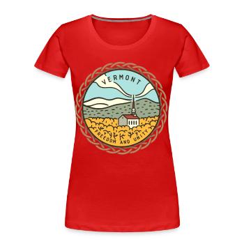 Vermont, États-Unis - T-shirt bio Premium Femme - rouge - Devant - Mia (176cm)