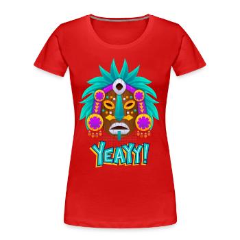 Azteken, Maya-Kultur, Tribal-Kultur Folklore-Maske - Frauen Premium Bio T-Shirt - Rot - Vorne - Mia (176cm)