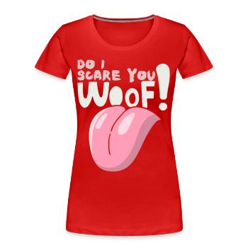Woof! Funny saying for dog owners Halloween - Women's Premium Organic T-Shirt - red - Front - Mia (176cm)