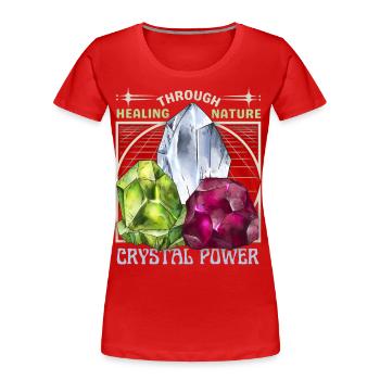 Healing Crystals, Esoteric, Crystal Power - Women's Premium Organic T-Shirt - red - Front - Mia (176cm)