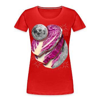 Surrealismus, Vollmond in Scheiben, Rotkohl - Frauen Premium Bio T-Shirt - Rot - Vorne - Mia (176cm)
